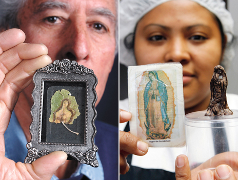 Mona Lisa or Virgin Mary on a leaf; and the Madonna in chocolate