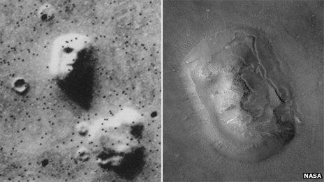 The Face in Mars photo from 1976, and a more recent close-up